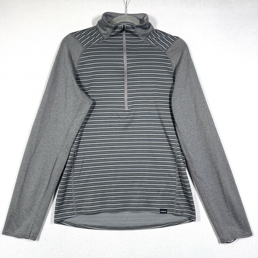 Patagonia Shirt Mens Small Capilene 3 Midweight Zip Neck Baselayer Grey Stripe